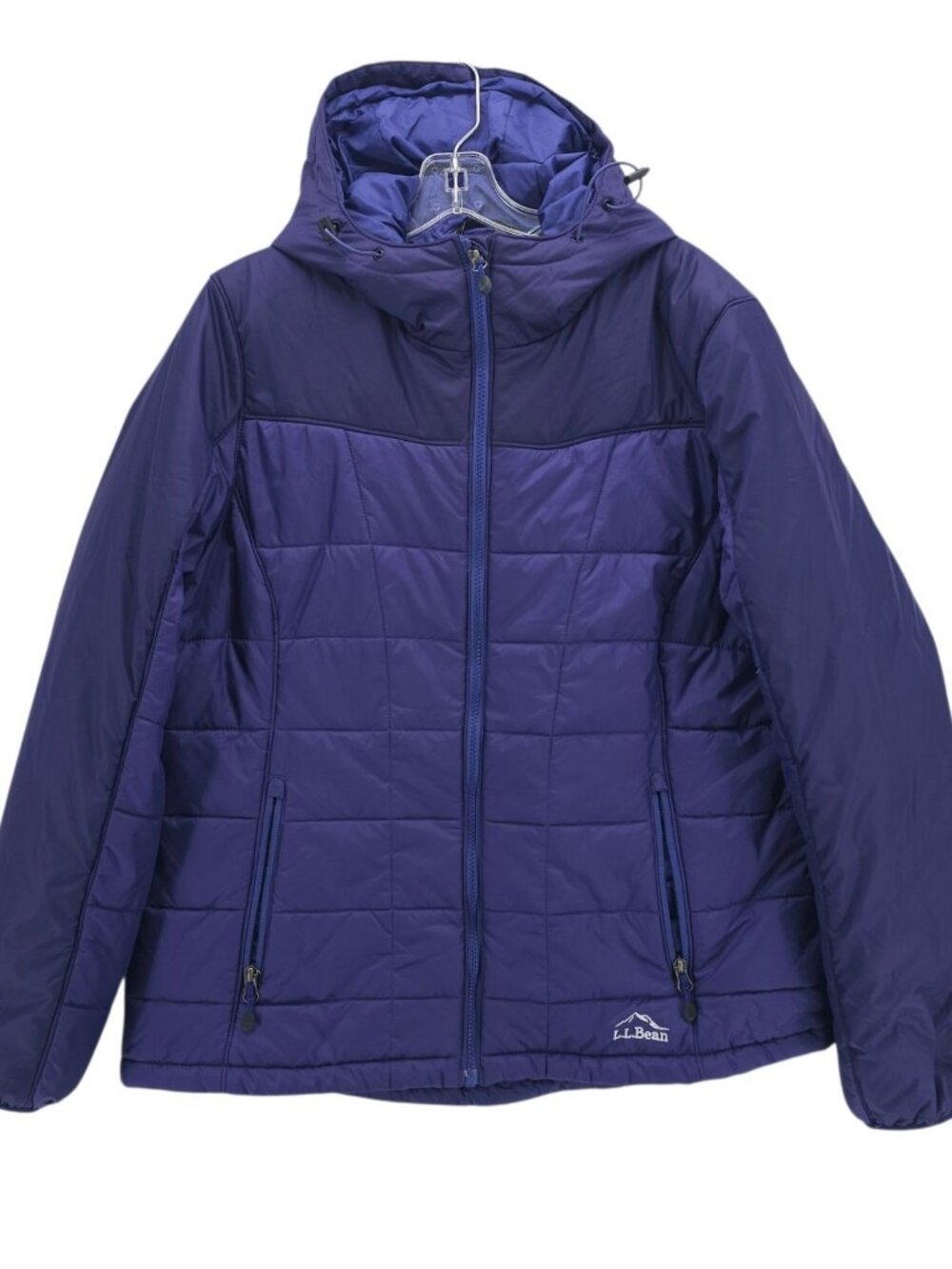 LL BEAN Women's Primaloft Puffer Jacket Hooded Insulated Blue Purple Size XL